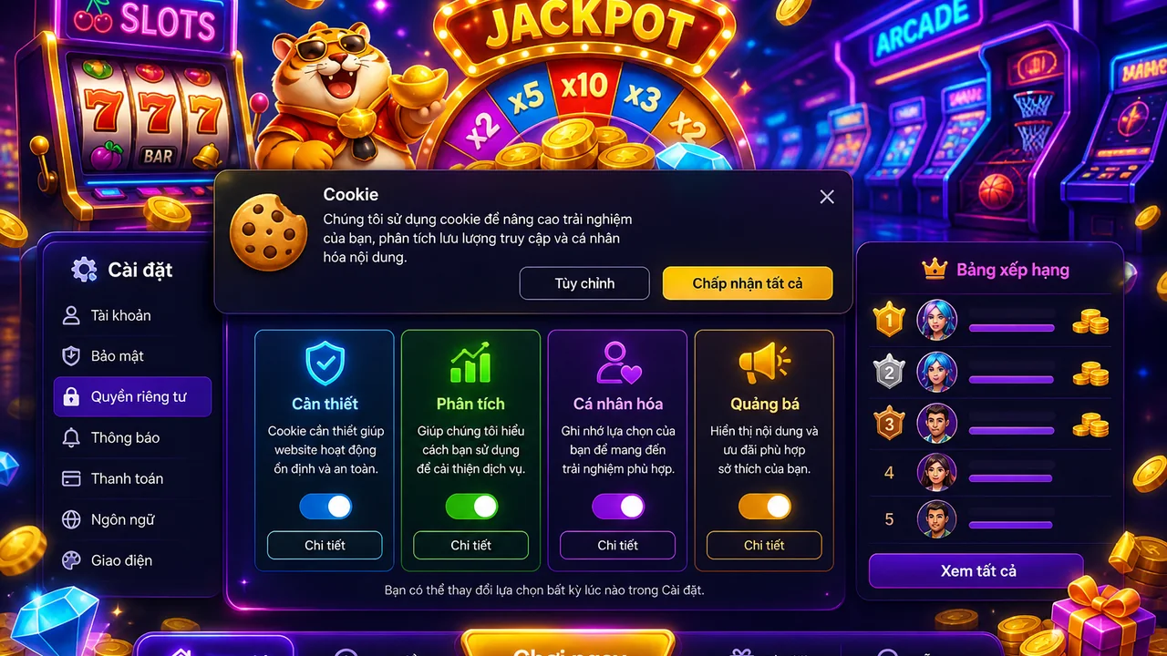 Chọn game slot và arcade đáng chú ý: so sánh thông báo cookie trong ưu đãi tk88